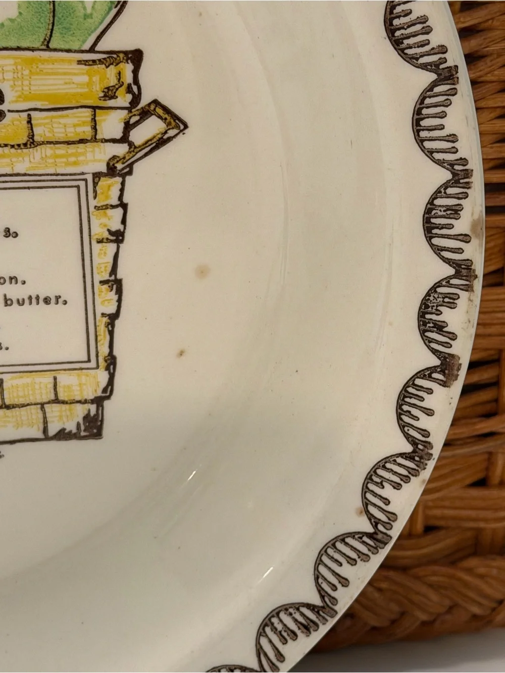 Vtg 1980s Apple Pie Recipe Plate Retro FarmhouseGreen Apple Ceramic Baking Dish